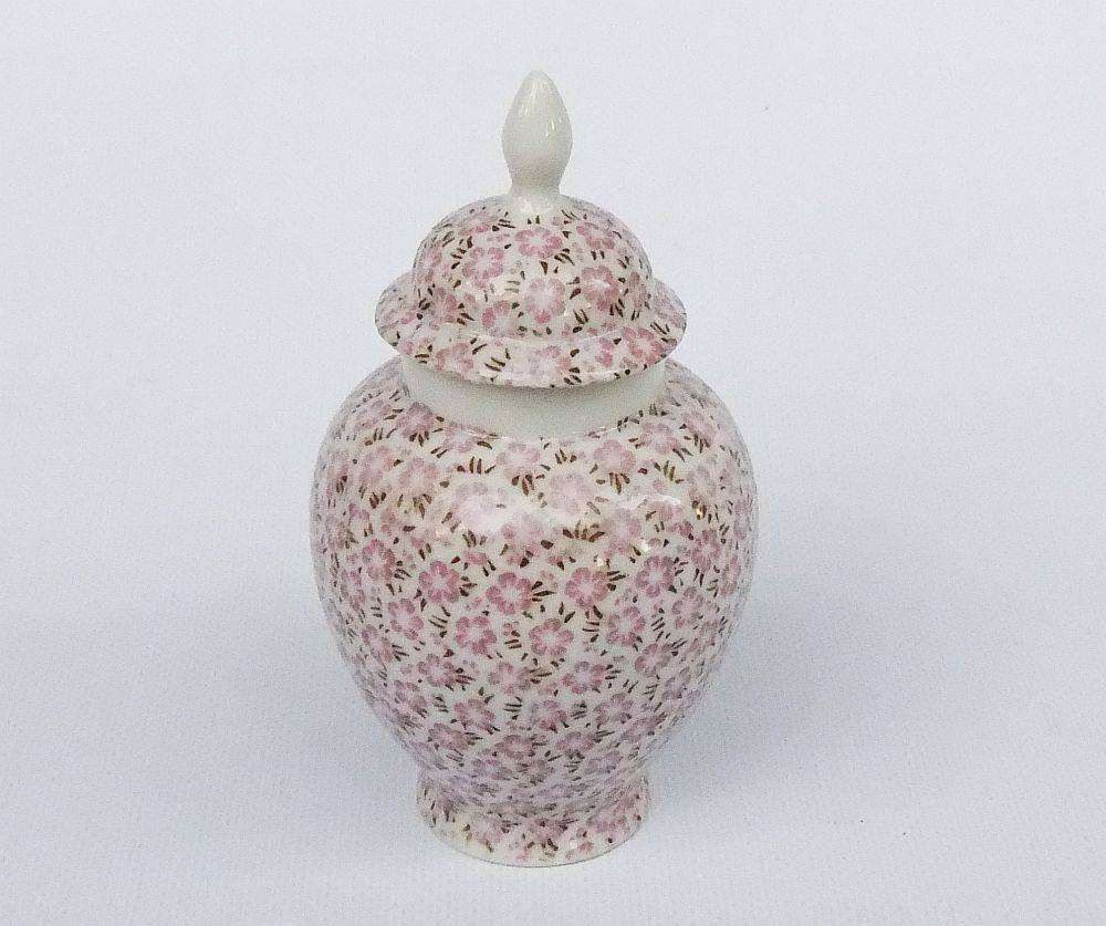 A vintage urn shaped porcelain trinket jar by Palcon china in excellent condition