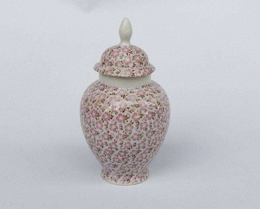 A vintage urn shaped porcelain trinket jar by Palcon china in excellent condition