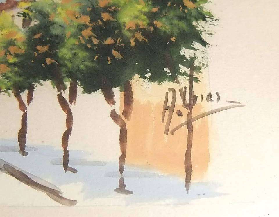 An original mid century watercolour titled Sevilla by Antonio Uria Monzon - Collection only