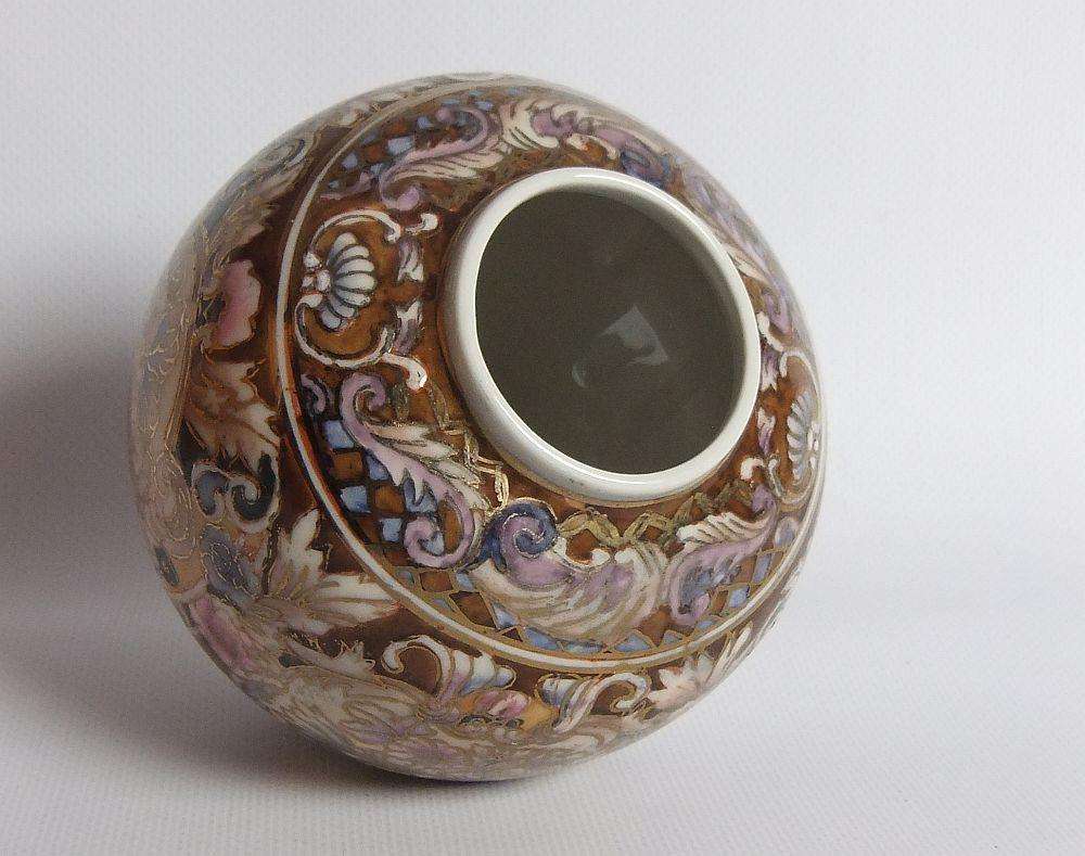 A vintage hand painted Japanese flower pot with makers stamp