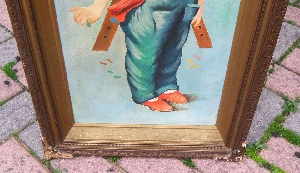 A beautiful vintage original oil on board painting of a young girl in an exquisite old frame