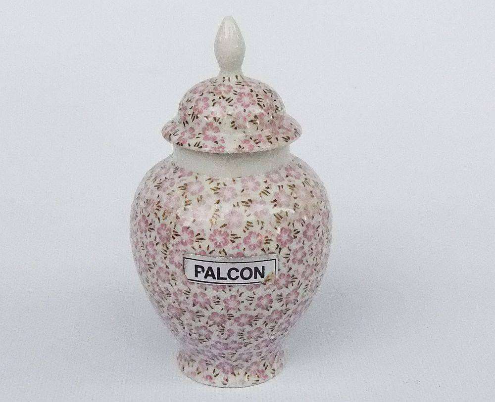A vintage urn shaped porcelain trinket jar by Palcon china in excellent condition