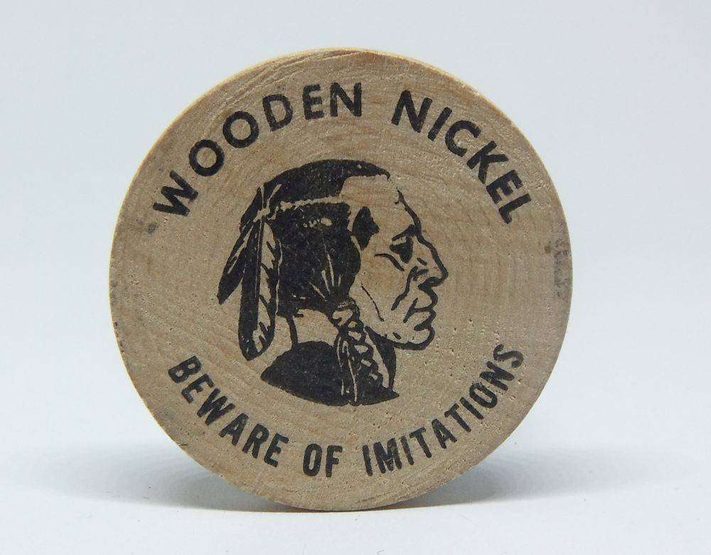 American wooden nickel token -