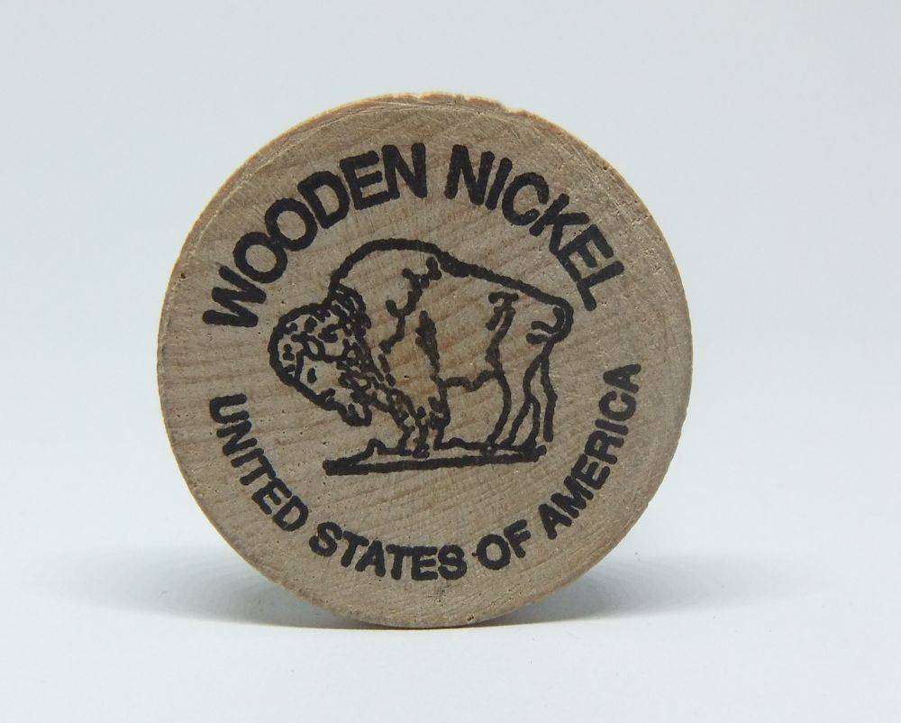 American wooden nickel token -