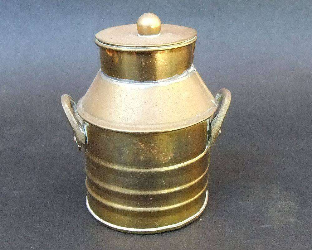 A cute vintage brass milk can ornament with removable lid