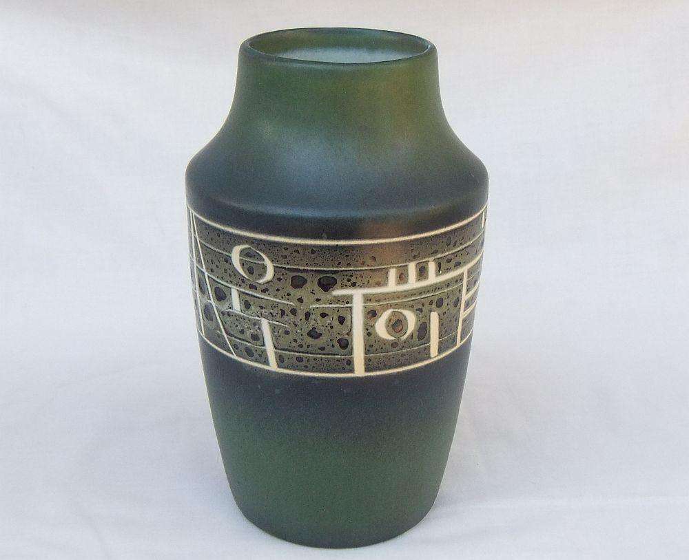 A vintage mid-century numbered German pottery vase