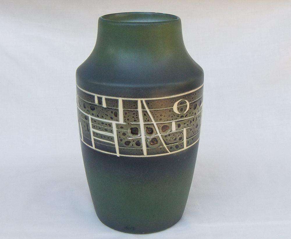 A vintage mid-century numbered German pottery vase