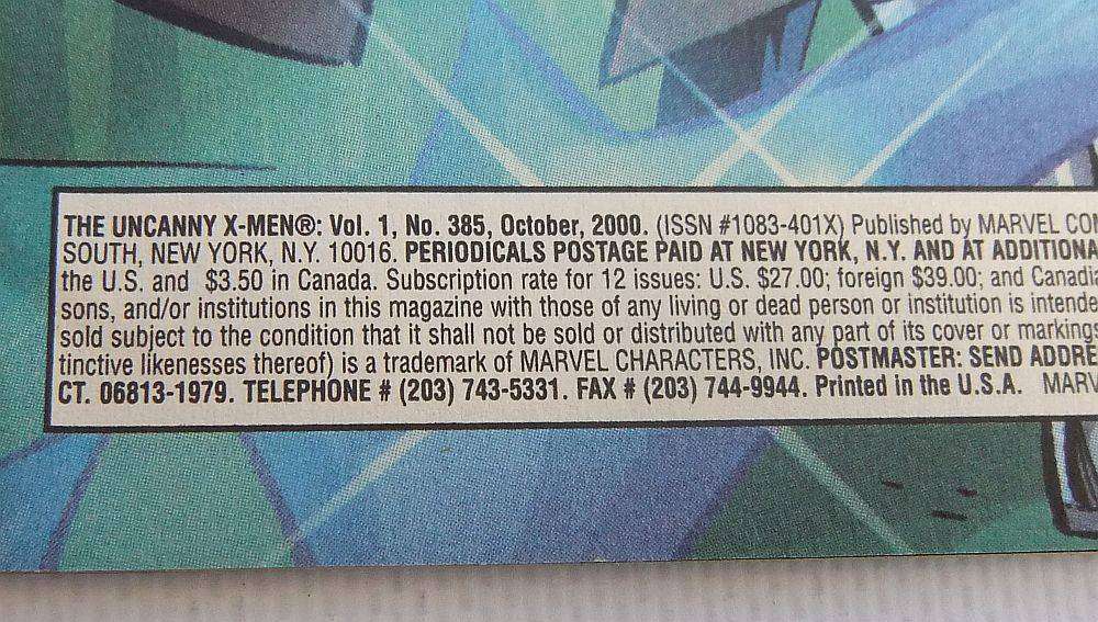 October 2000 - Marvel Comics - The Uncanny X-Men - Volume 1 , No 385