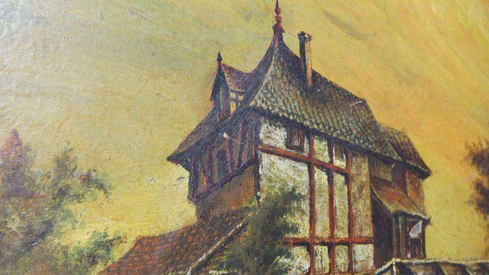 An old picture or painting with raised detail and artist signature - possibly an oleograph