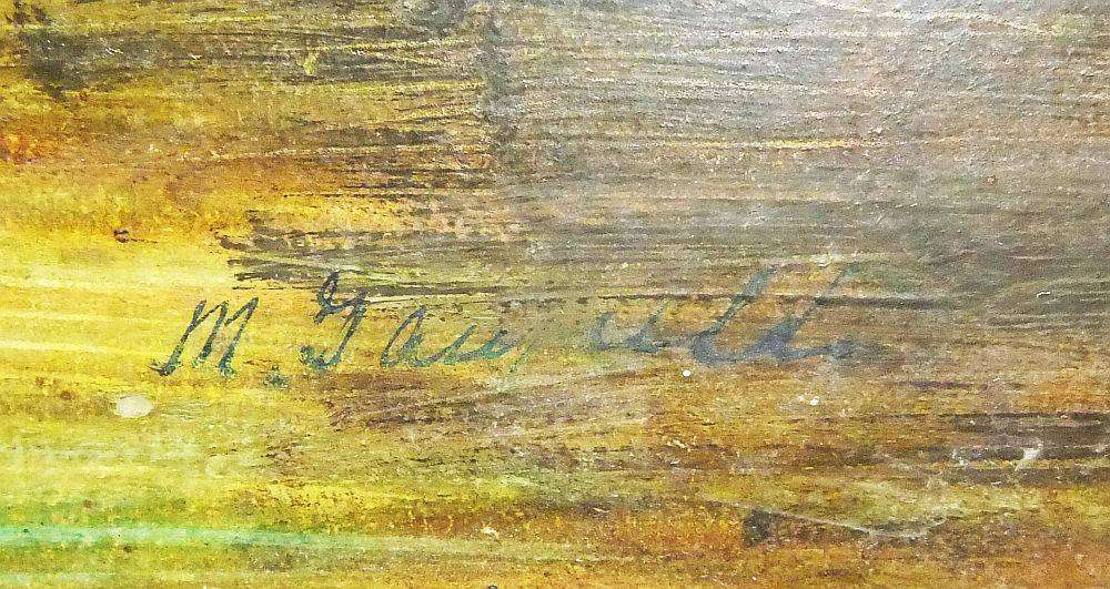 An old picture or painting with raised detail and artist signature - possibly an oleograph