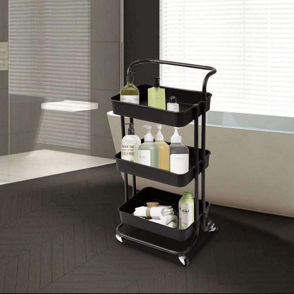 3 Tier Rolling Storage Trolley for Kitchen, Bathroom, Office, Workshop