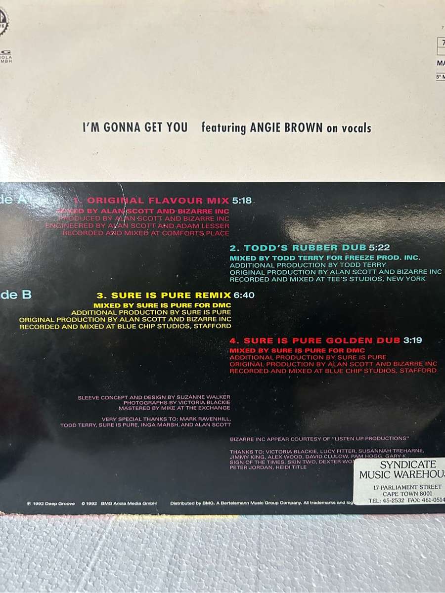 BIZARRE INC FT ANGIE BROWN - IM GONNA GET YOU 12 MAXI LP VINYL