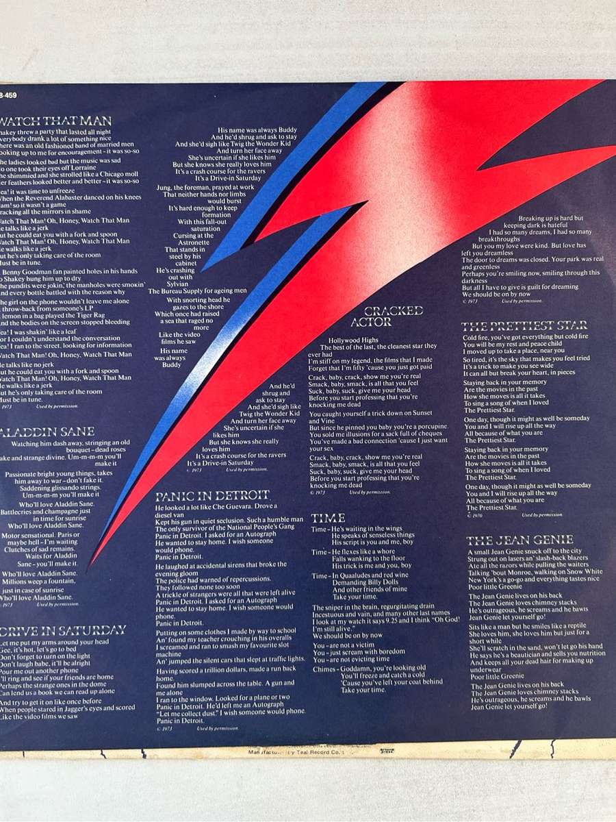 DAVID BOWIE- ALADDIN SANE LP VINYL