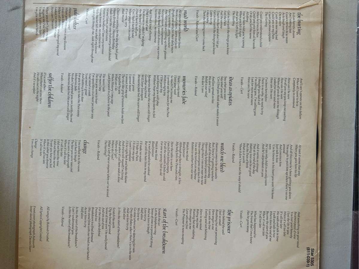 TEARS FOR FEARS - THE HURTING LP VINYL