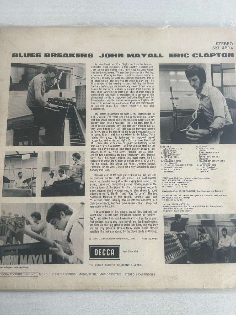 JOHN MAYALL WITH ERIC CLAPTON - BLUES BREAKERS LP VINYL