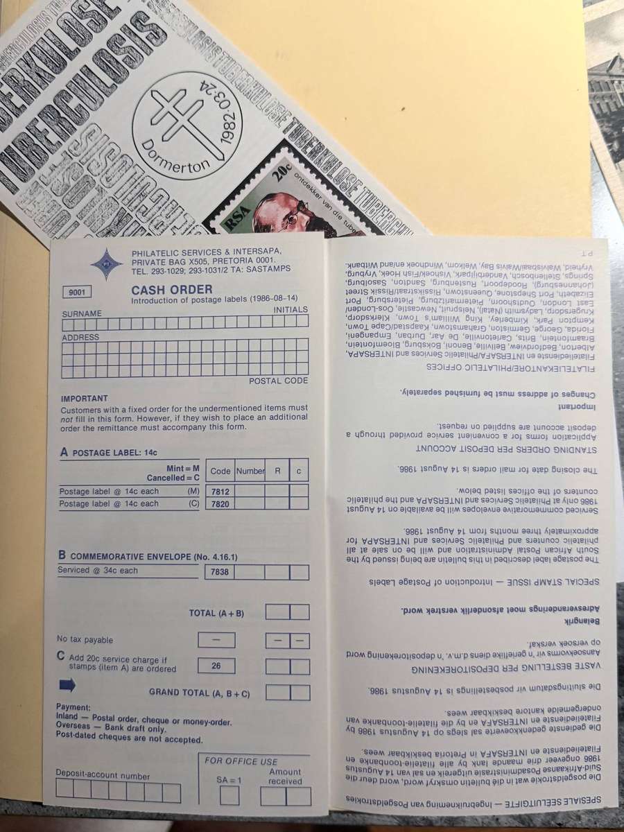 RSA POST-OFFICE STAMP ORDER PAMPHLET