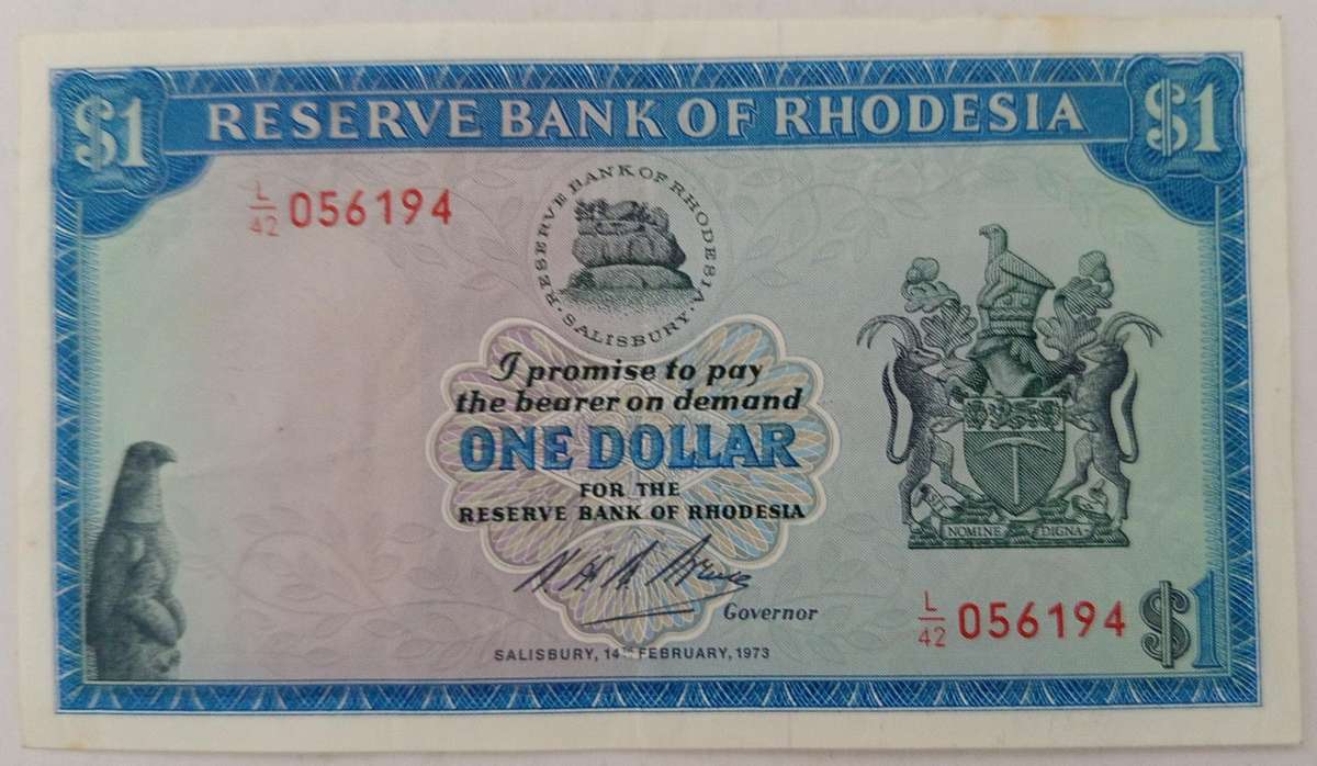 RHODESIA $1 BANKNOTE 'XF' CONDITION