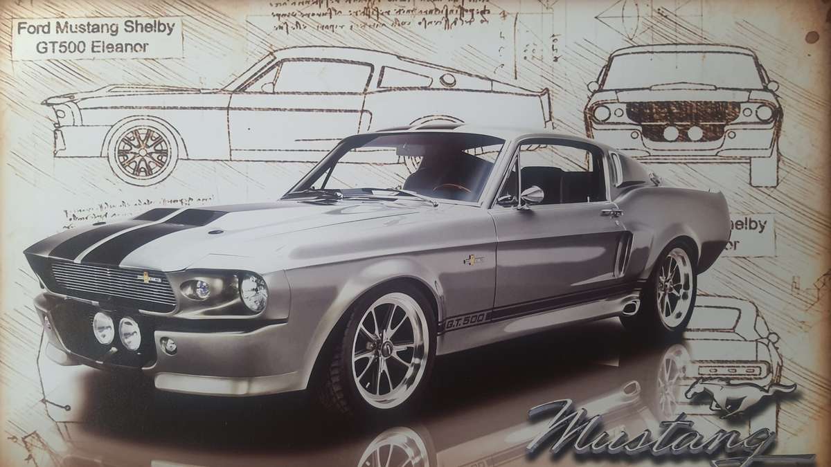 FORD MUSTANG SHELBY GT500 "Eleanor" - DECORATIVE PRINT ON WOOD (LARGE)