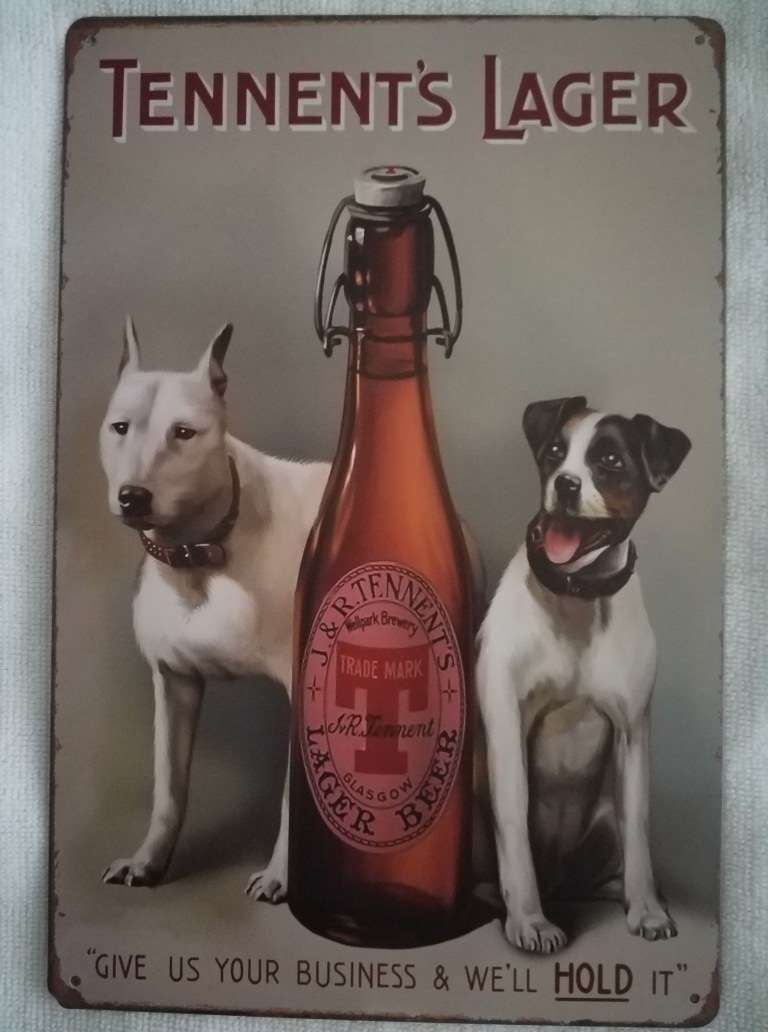 "Tennent's Lager Vintage Themed Replica Advertisement - Medium Metal Hanging Sign"