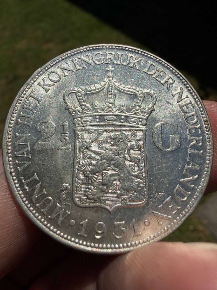 Netherlands  Wilhelmina  2½ Gulden  1931  Silver  AU+