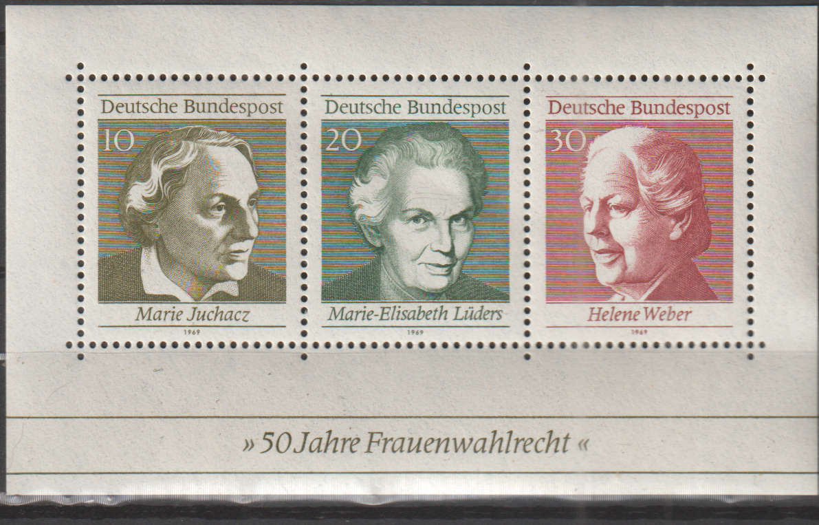 GERMANY 1969 The 50th Anniversary of the Womens Right of Voting UMM SG 1499