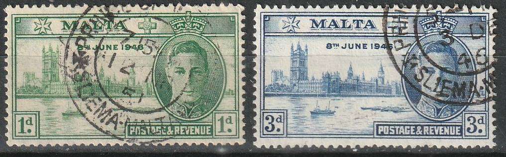 MALTA 1946 Peace VFU SG 232/3