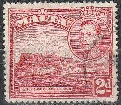 MALTA 1938 King George VI and Local Motifs VFU SG 221B