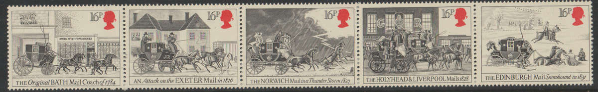 GB 1984 Drawings by James Pollard of the 18th Century UMM SG 1258-62