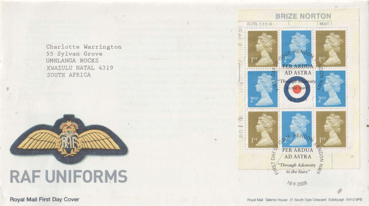 GB ROYAL AIR FORCE UNIFORMS 2008 FDC