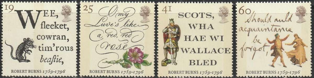 GB 1996 The 200th Anniversary of the Death of Robert Burns UMM SG 1901-4