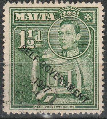 MALTA 1953 King George VI and Local Motifs Overprinted "SELF-GOVERNMENT - 1947" ULH SG 237B