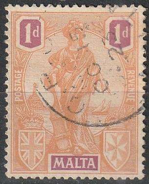 MALTA 1922 -1926 Allegorical Stamps ULH SG 125