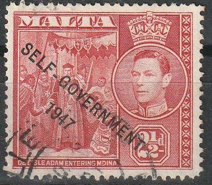 MALTA 1953 King George VI and Local Motifs Overprinted "SELF-GOVERNMENT - 1947" ULH SG 239A