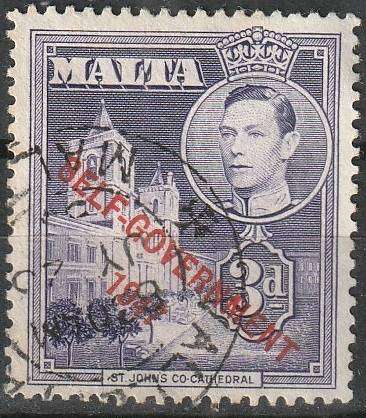 MALTA 1953 King George VI and Local Motifs Overprinted "SELF-GOVERNMENT - 1947" ULH SG 240A