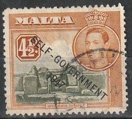 MALTA 1953 King George VI and Local Motifs Overprinted "SELF-GOVERNMENT - 1947" ULH SG 241