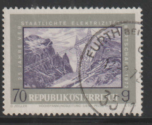 AUSTRIA 1972 The 25th Anniversary of Nationalized Electricity UNH SG 1639