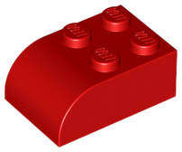 LEGO USED Slope, Curved 3 x 2 with 4 Studs RED
