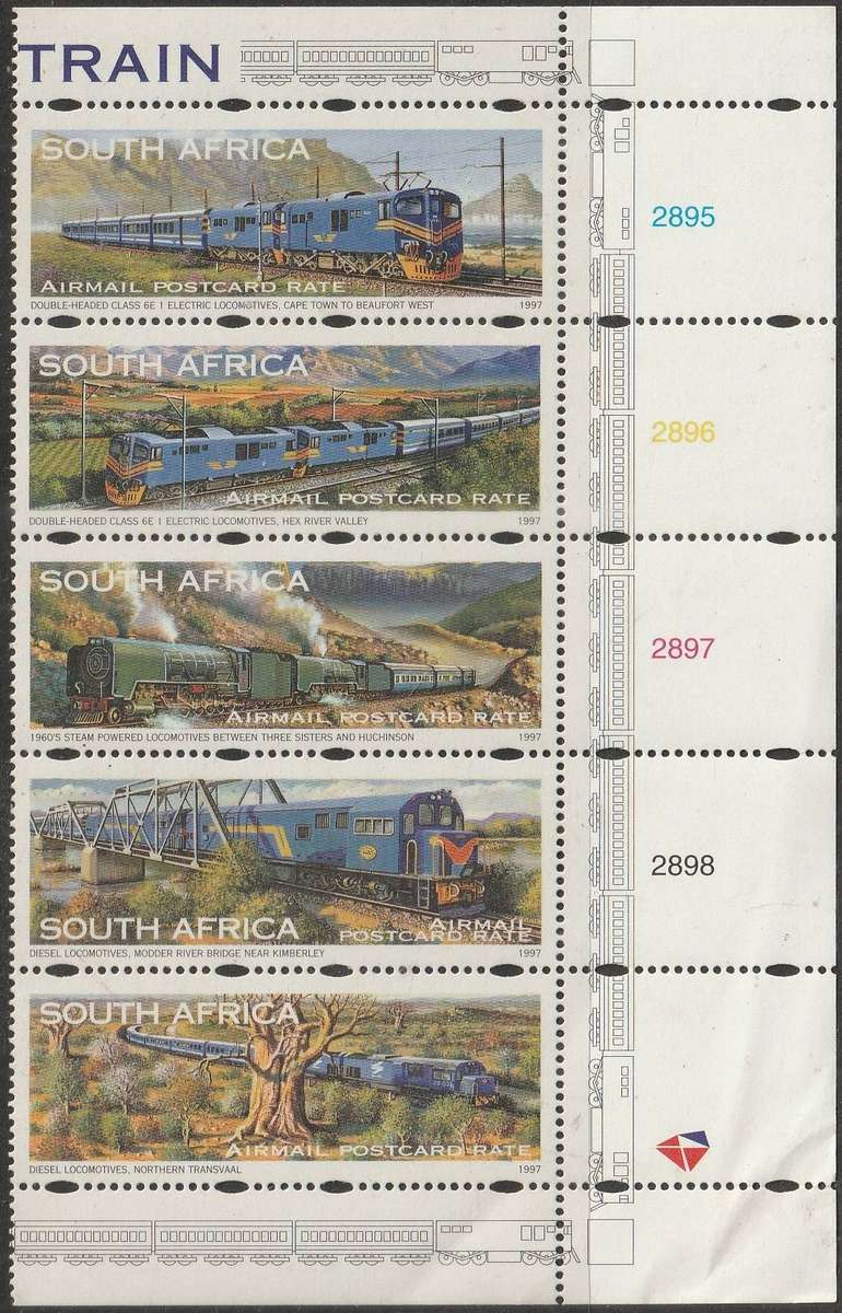 SOUTH AFRICA 1997 Inauguration of the Revived Blue Train Service UMM CONTROL STRIP SG 1051-5