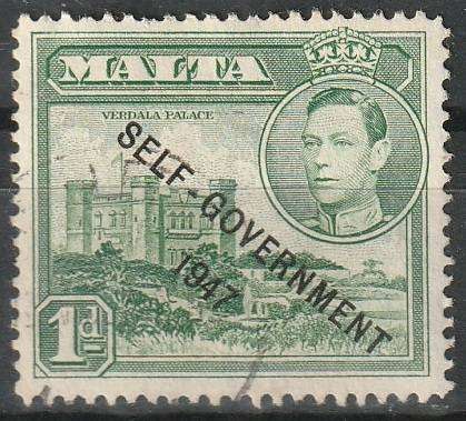 MALTA 1948 King George VI and Local Motifs Overprinted "SELF-GOVERNMENT - 1947" ULH SG 236