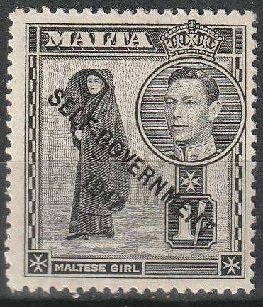 MALTA 1948 King George VI and Local Motifs Overprinted "SELF-GOVERNMENT - 1947" MM SG 243