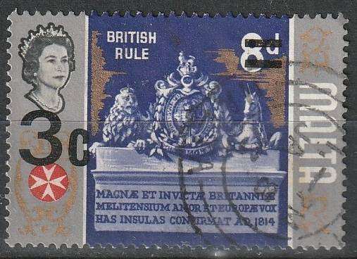 MALTA 1972 Stamps of 1965 and 1970 Surcharged ULH SG 476