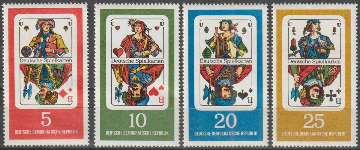 DDR 1967 German Playing Cards MM SG E1017-20
