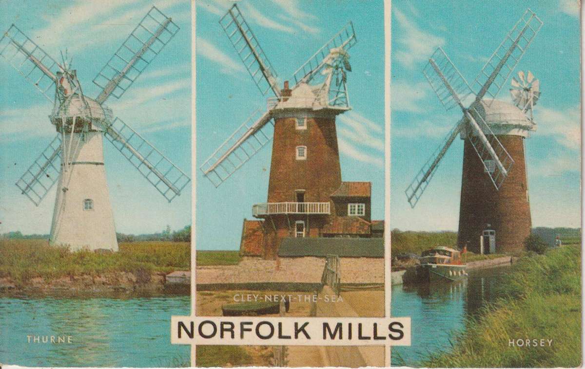 VINTAGE POST CARD NORFOLK MILLS