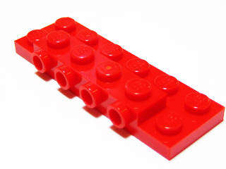 USED LEGO Plate, Modified 2 x 6 x 2/3 with 4 Studs on Side RED