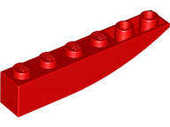 LEGO USED Slope Curved 6 x 1 Inverted RED