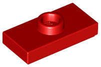 LEGO USED  Plate Modified 1 x 2 with 1 Stud with Groove and Bottom Stud Holder (Jumper) RED
