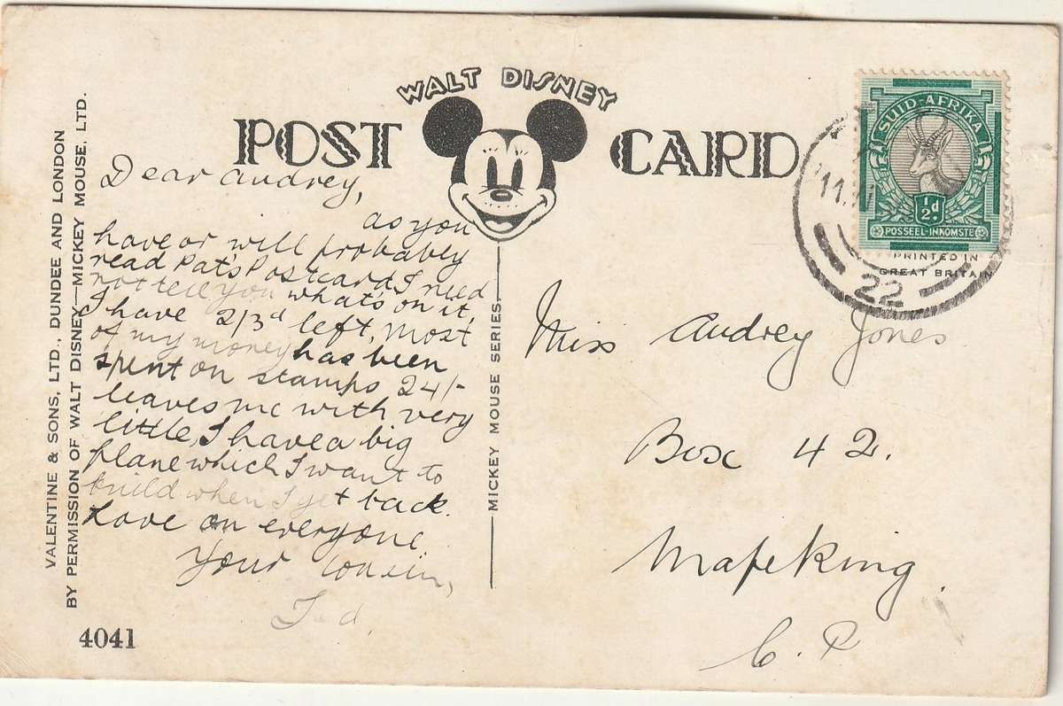 USED WALT DISNEY POST CARD