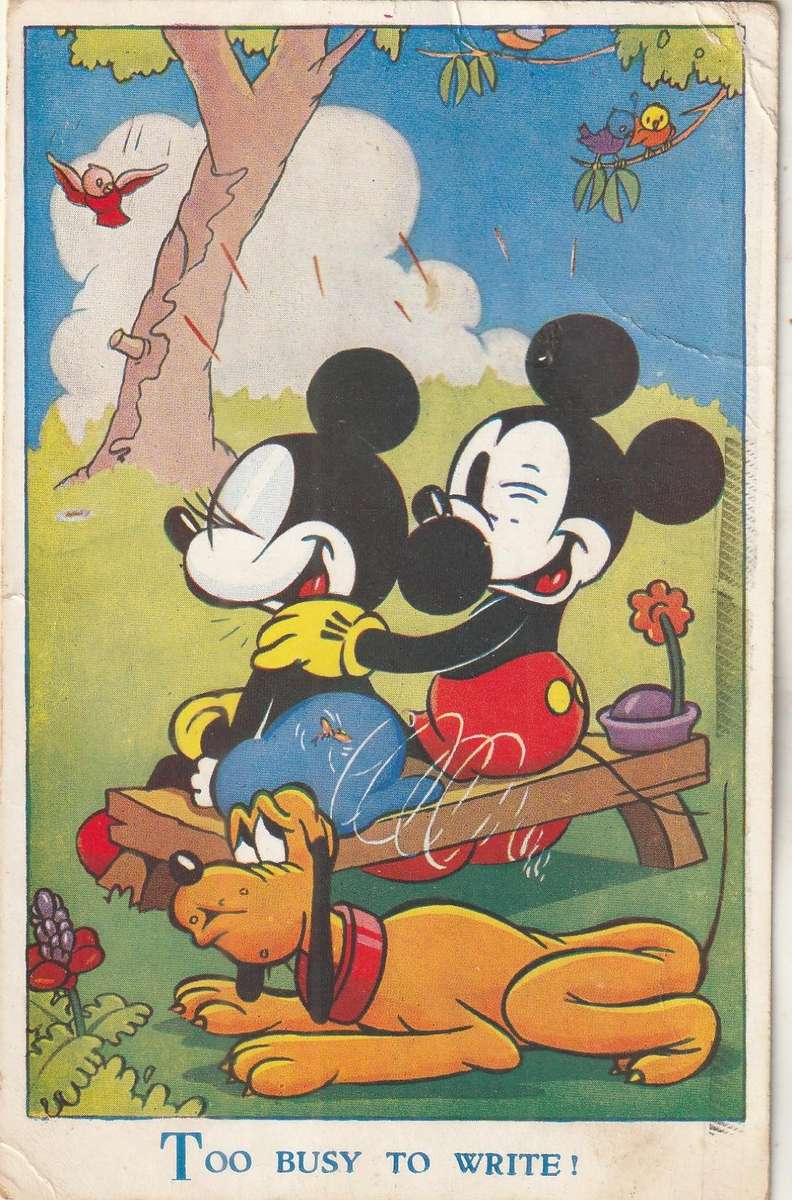 USED WALT DISNEY POST CARD 1938