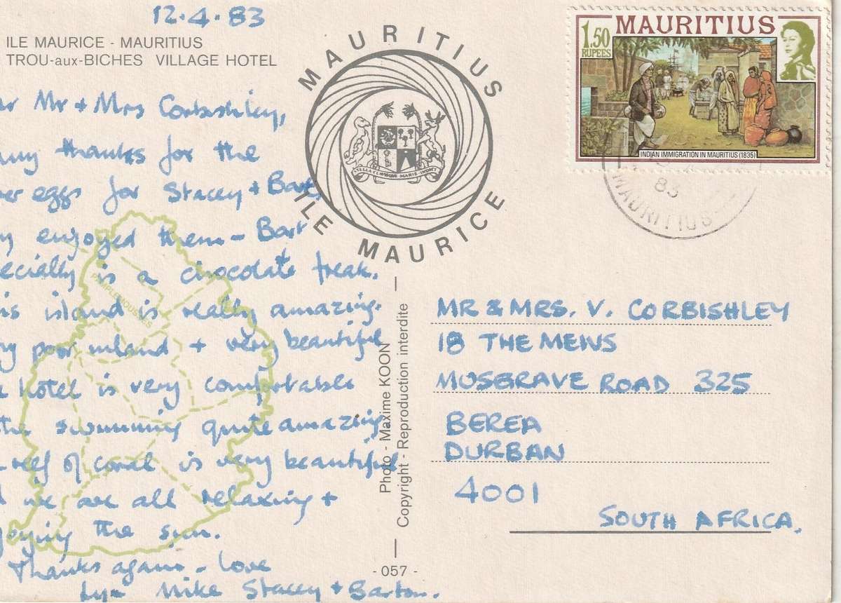 USED POST CARD MAURITIUS