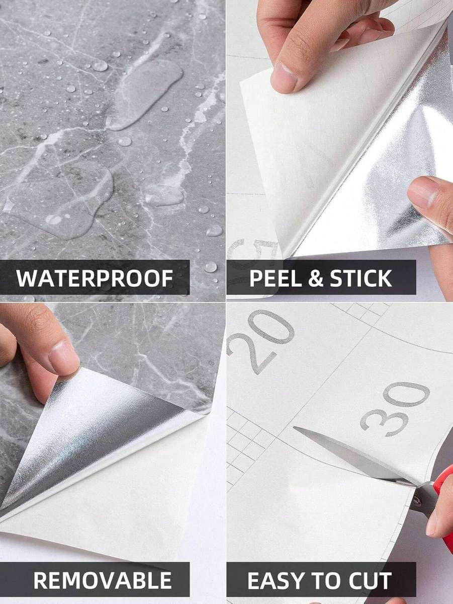 3m x 1.2m Marble Wallpaper(White & Gold)2.5mm thick